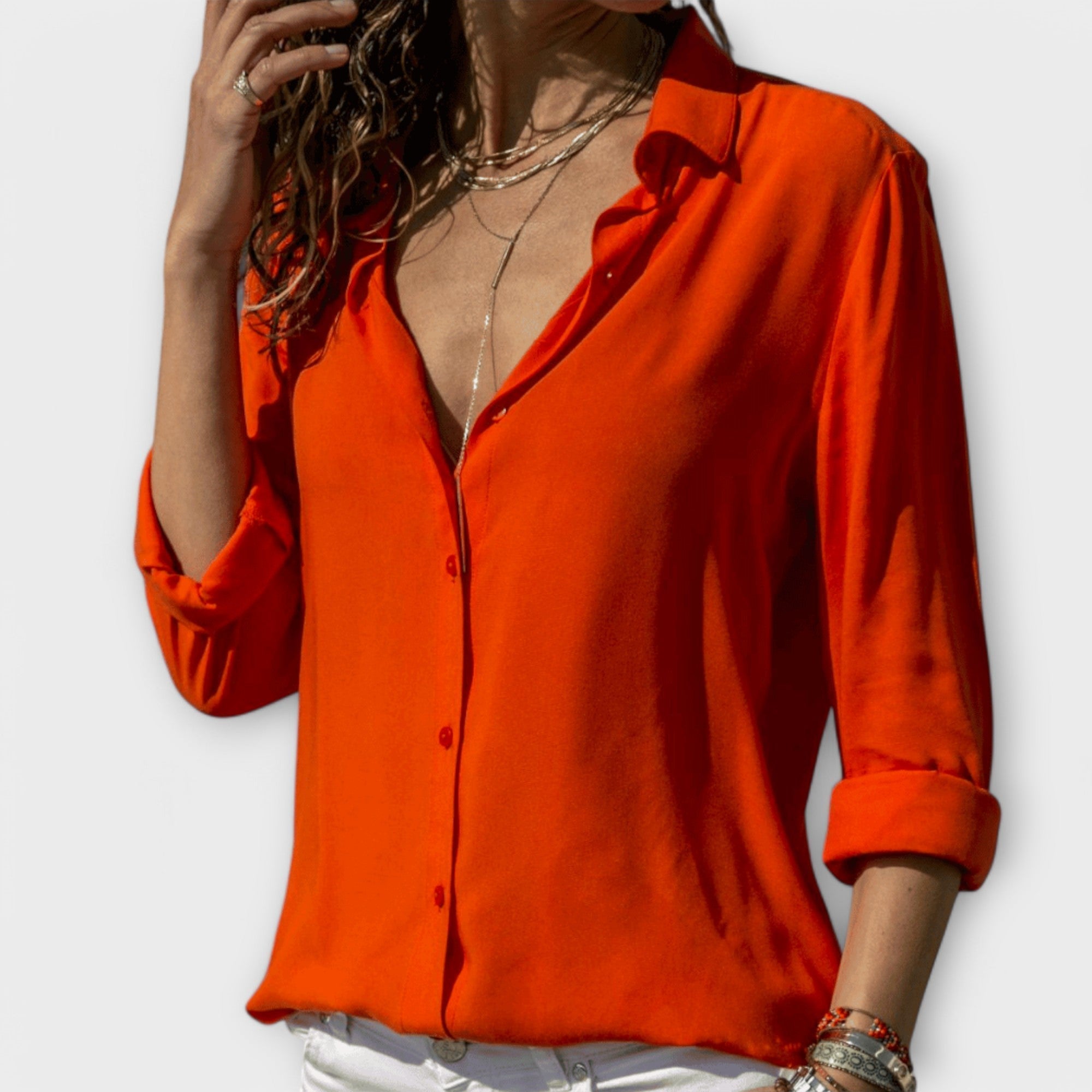 Elegant V-Neck Satin Shirt