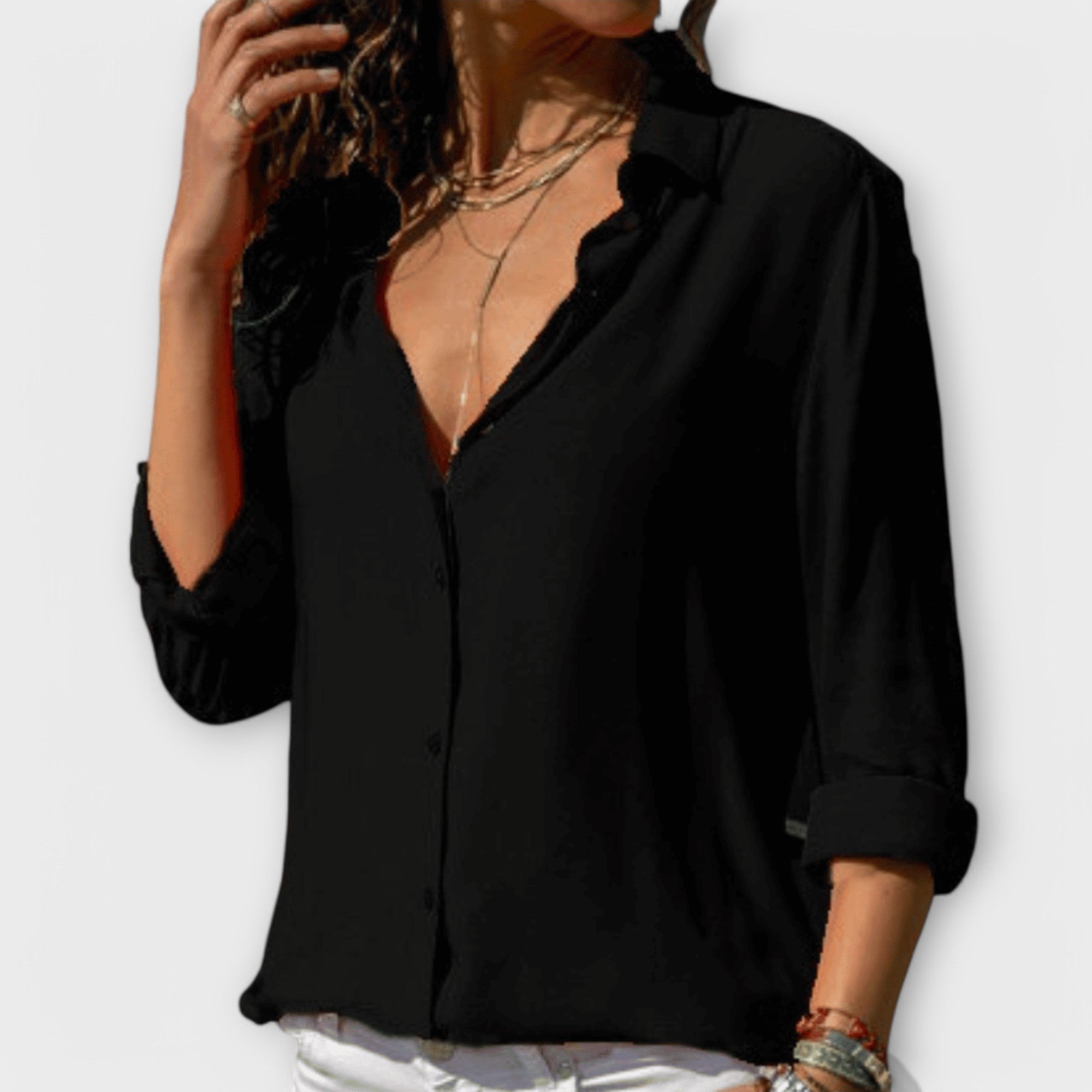 Elegant V-Neck Satin Shirt