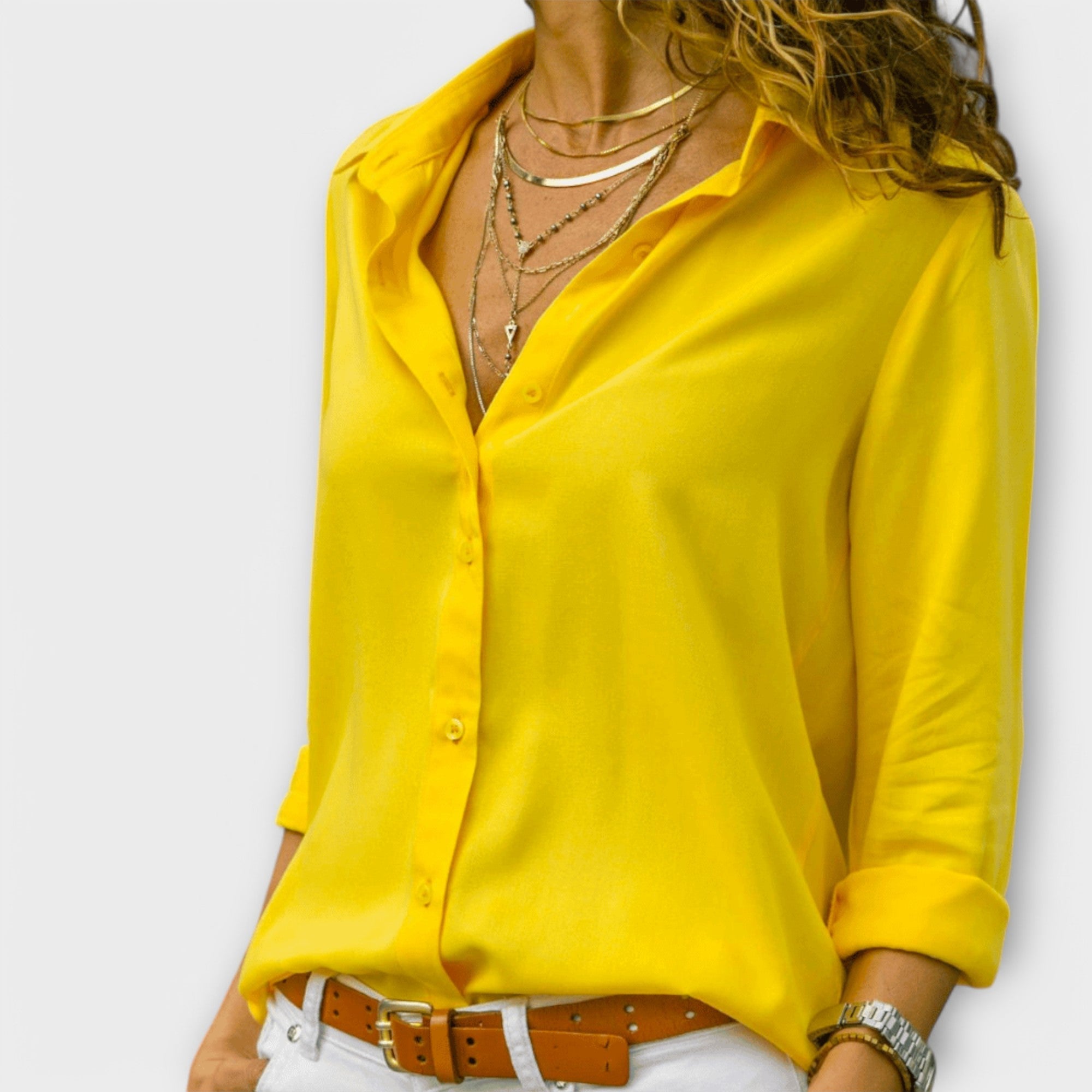 Elegant V-Neck Satin Shirt