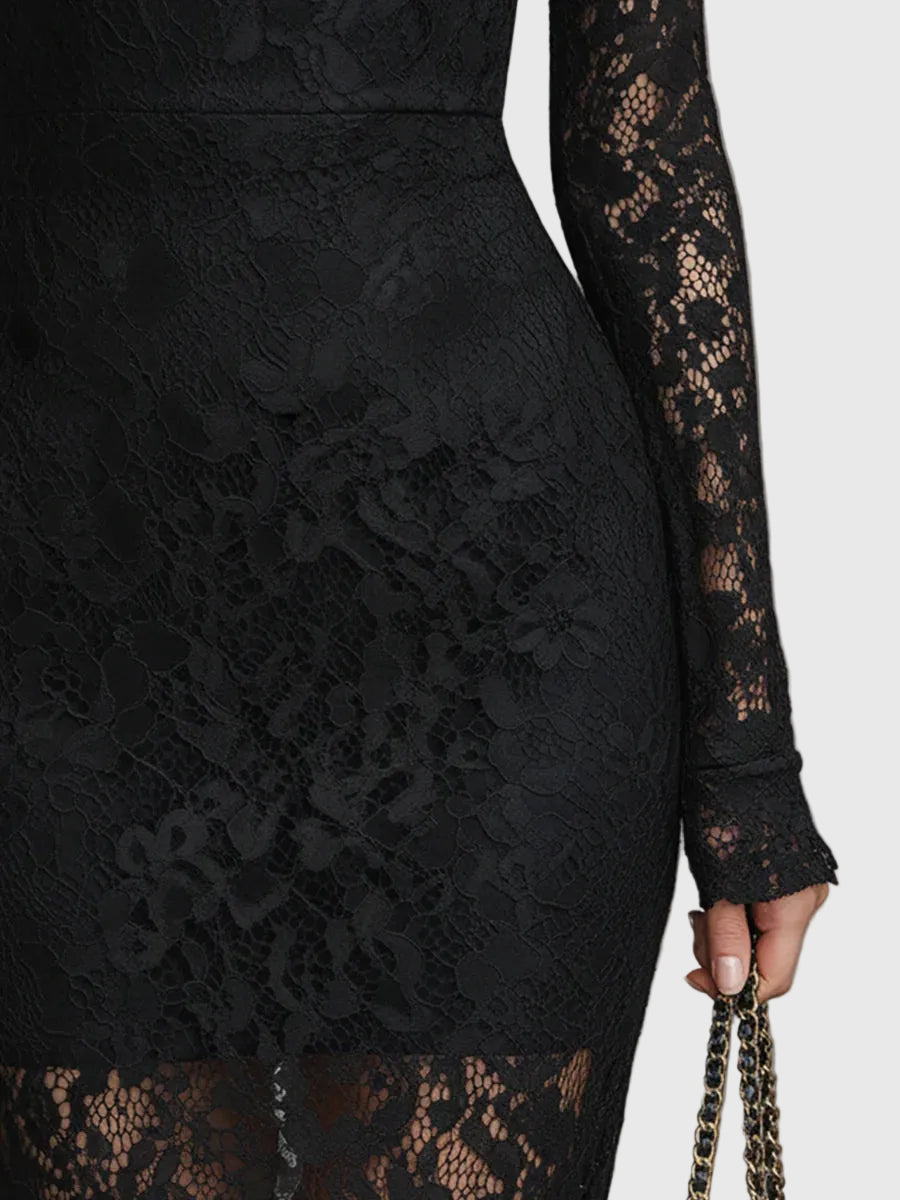 Elegant Lace Fishtail Maxi Dress