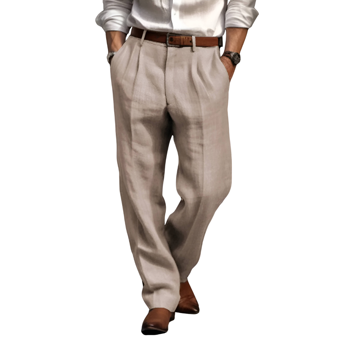 Pleated Linen Comfort Pants