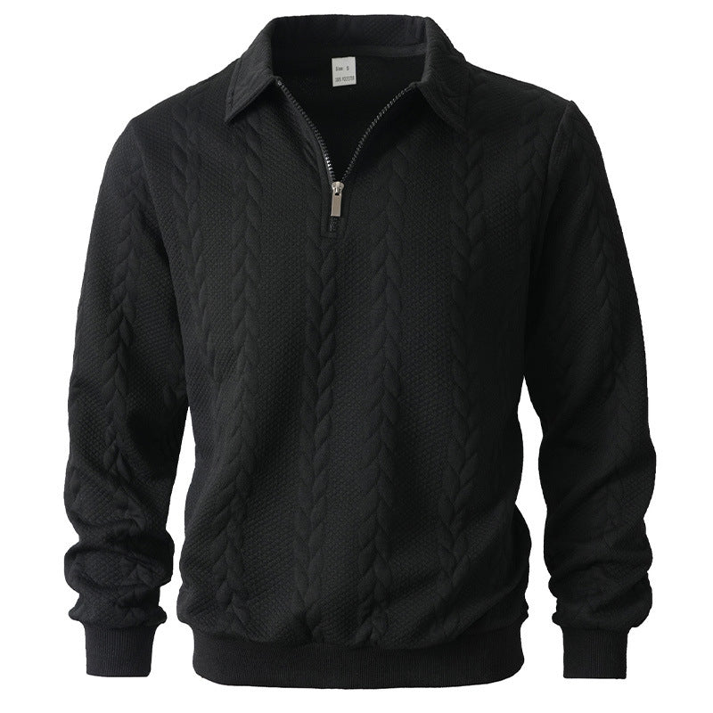 Modern Textured Polo Sweater