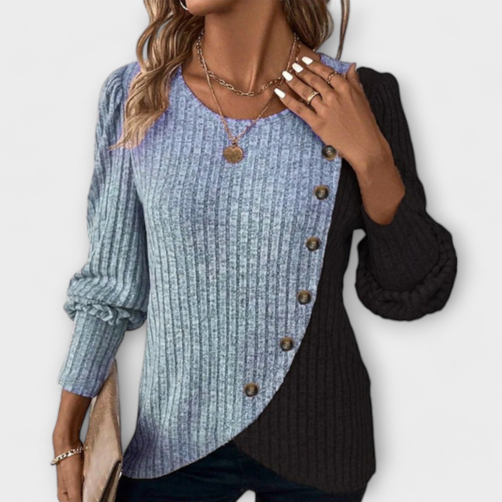 Modern Patchwork Sweater Blouse