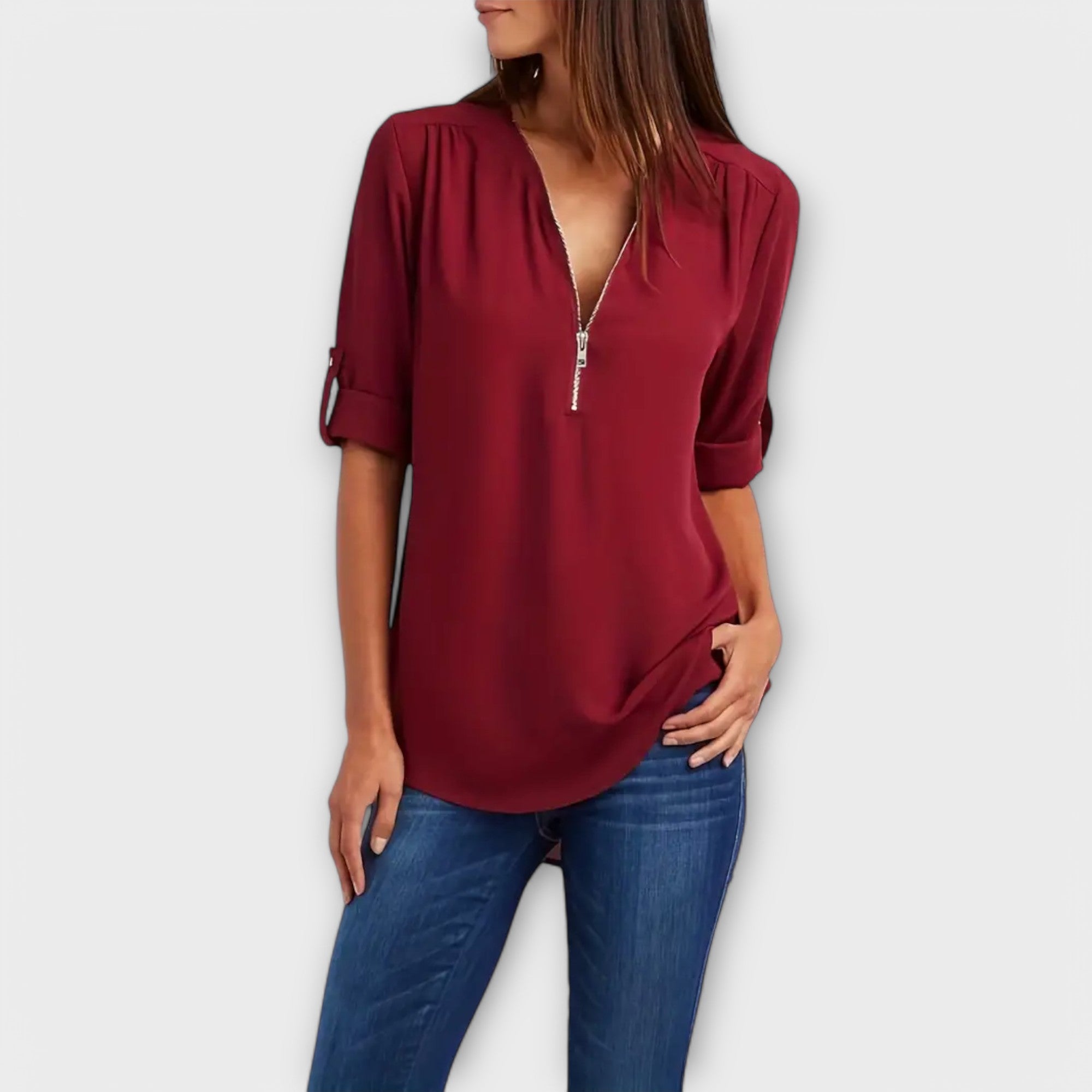 Casual blouse with V-neck