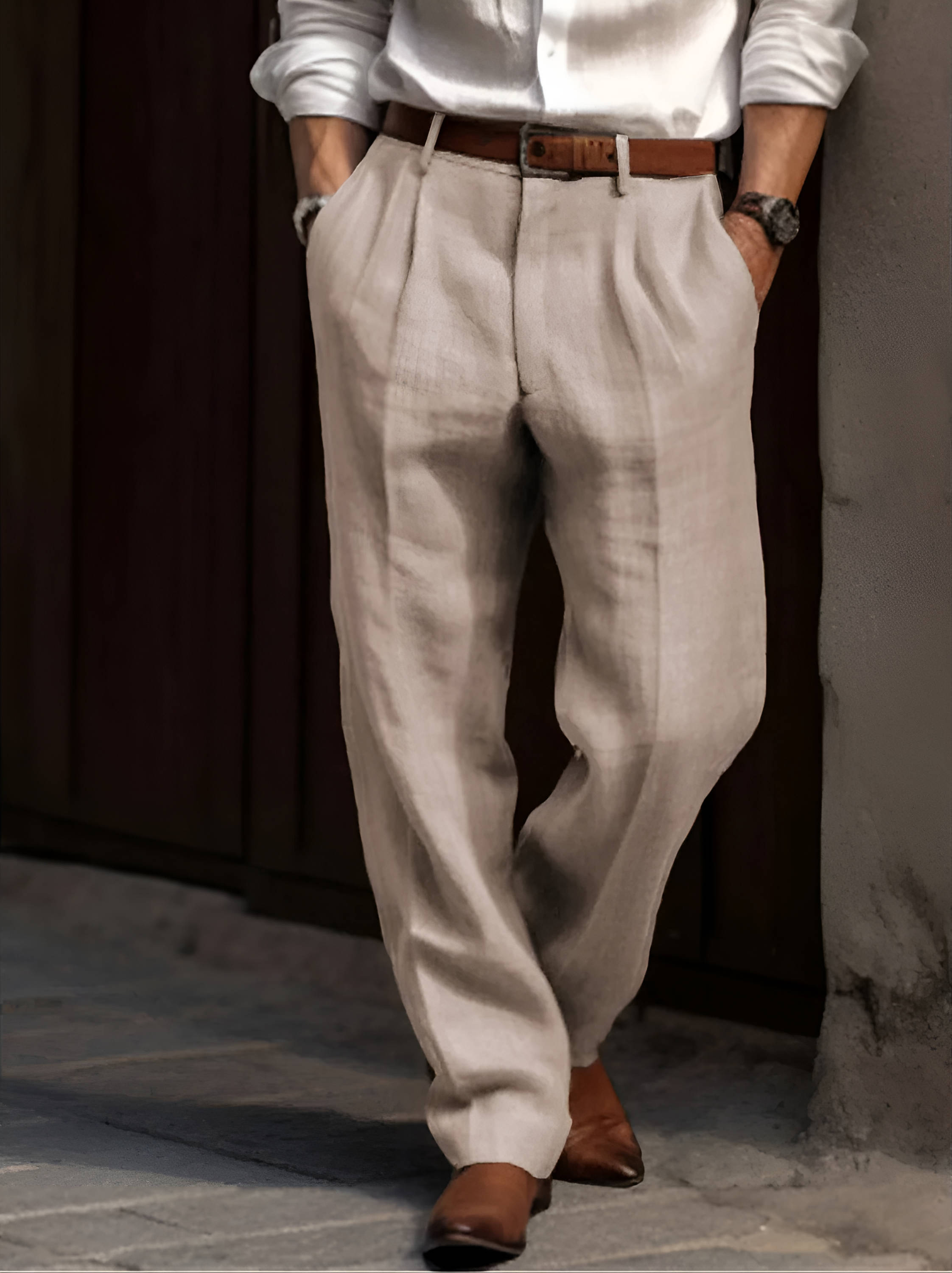 Pleated Linen Comfort Pants