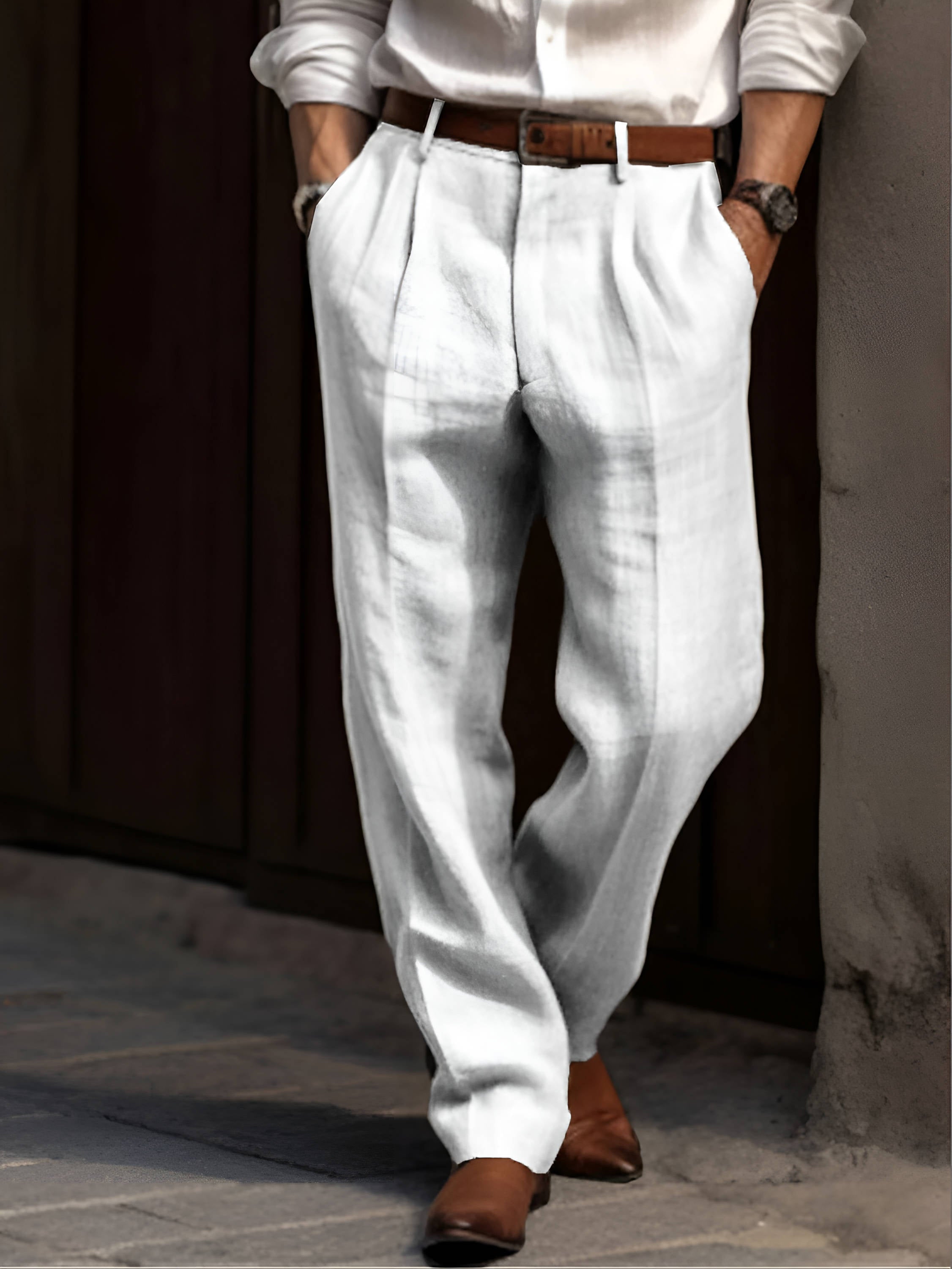 Pleated Linen Comfort Pants