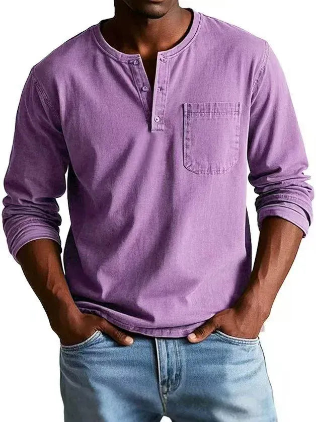 Vintage-Wash Henley Shirt