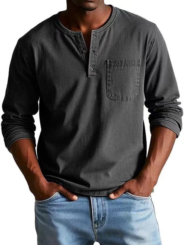 Vintage-Wash Henley Shirt