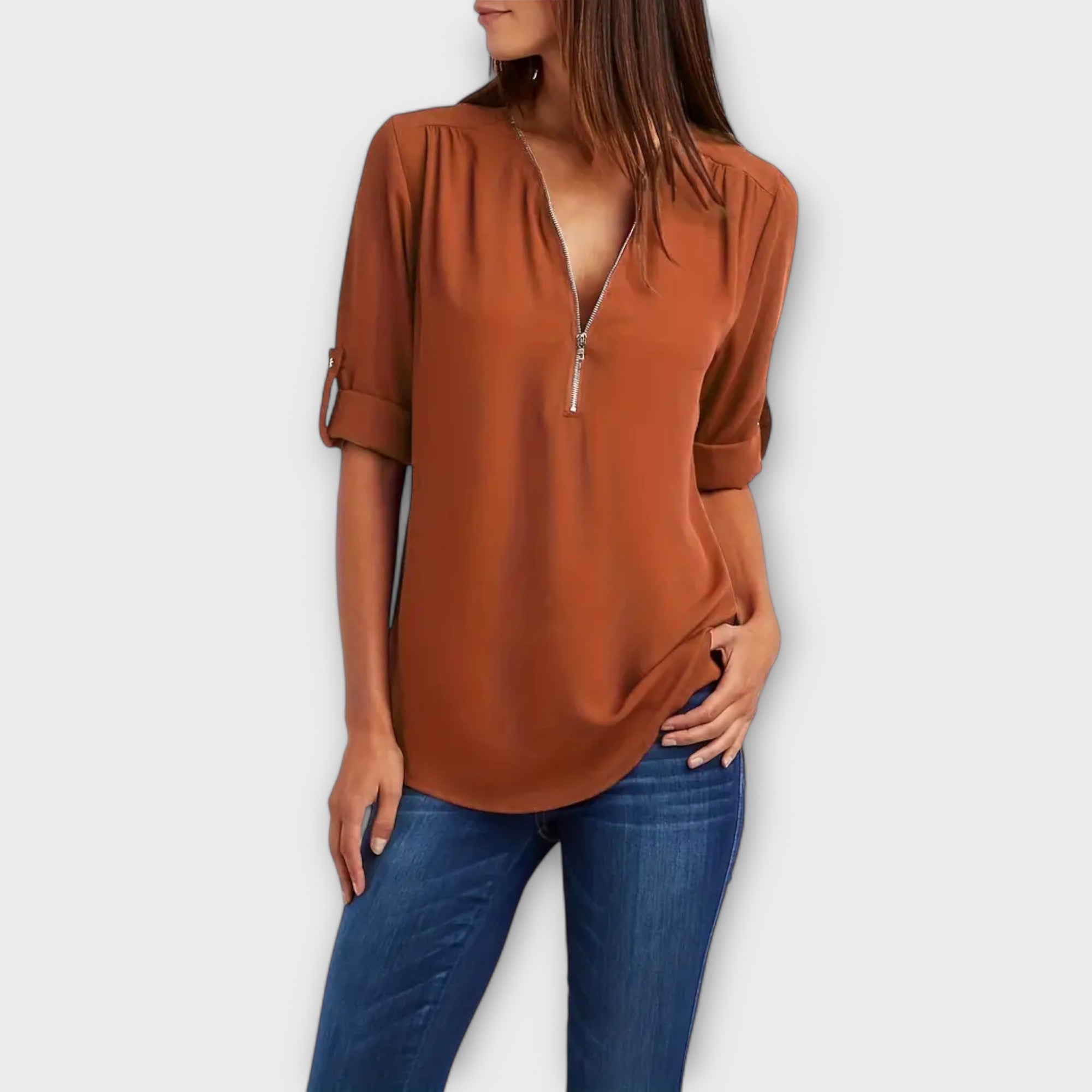 Casual blouse with V-neck