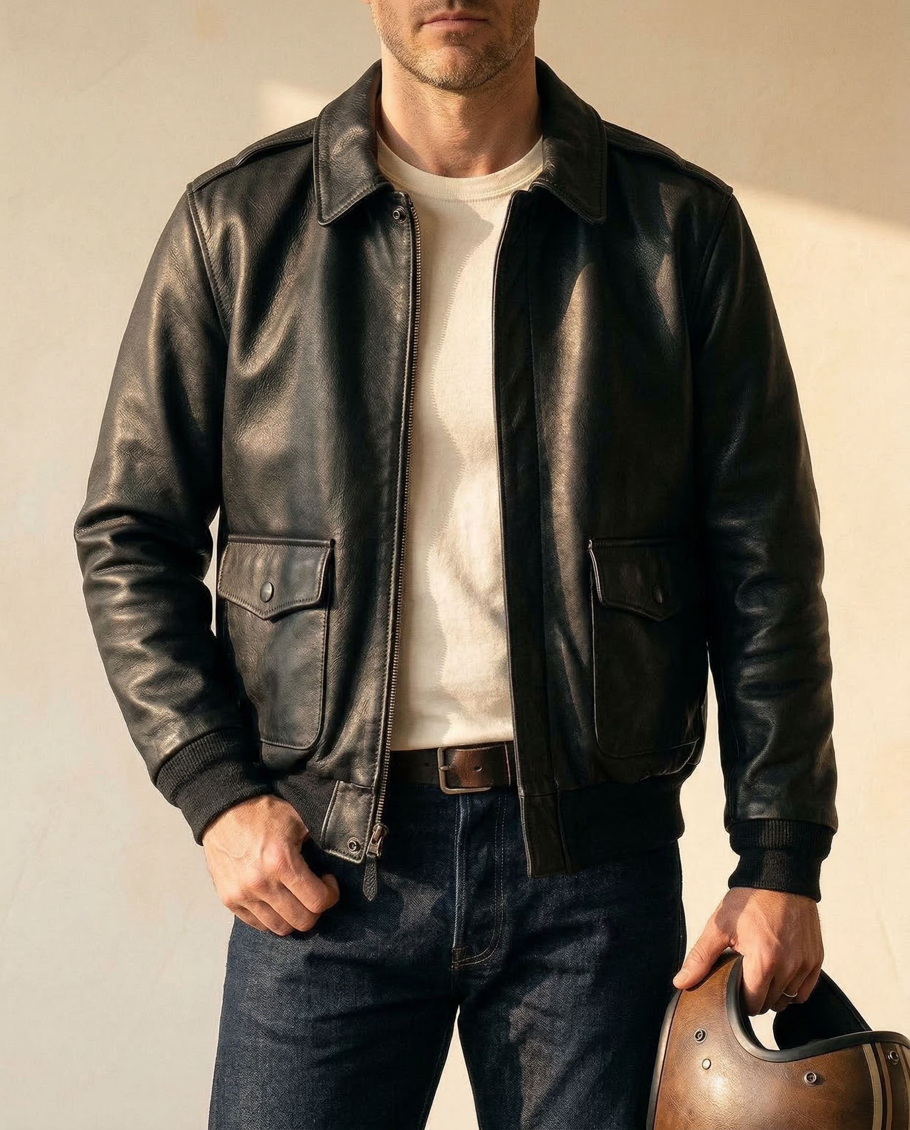Classic Leather Bomber
