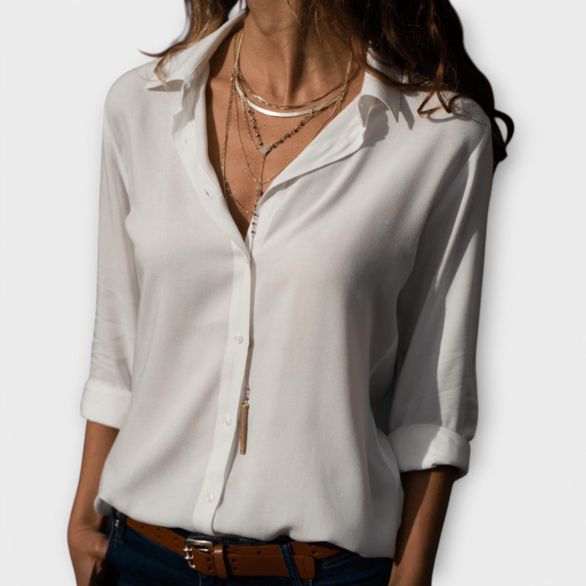 Elegant V-Neck Satin Shirt