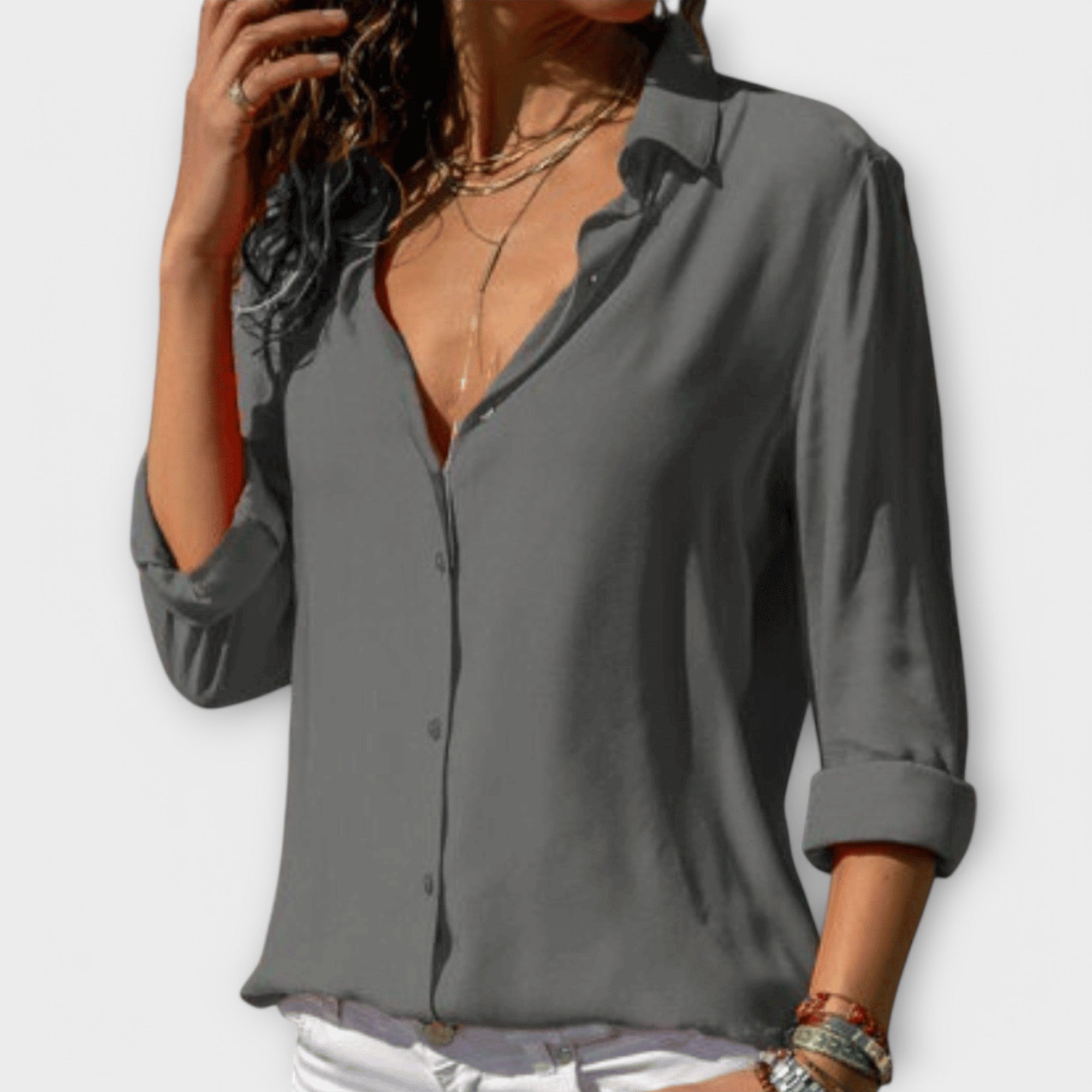 Elegant V-Neck Satin Shirt