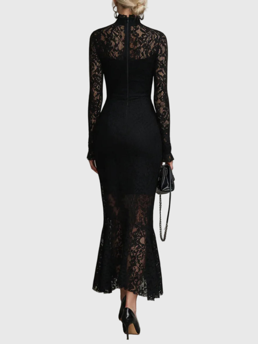 Elegant Lace Fishtail Maxi Dress