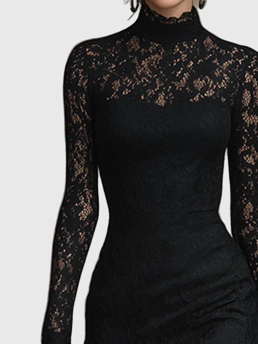 Elegant Lace Fishtail Maxi Dress