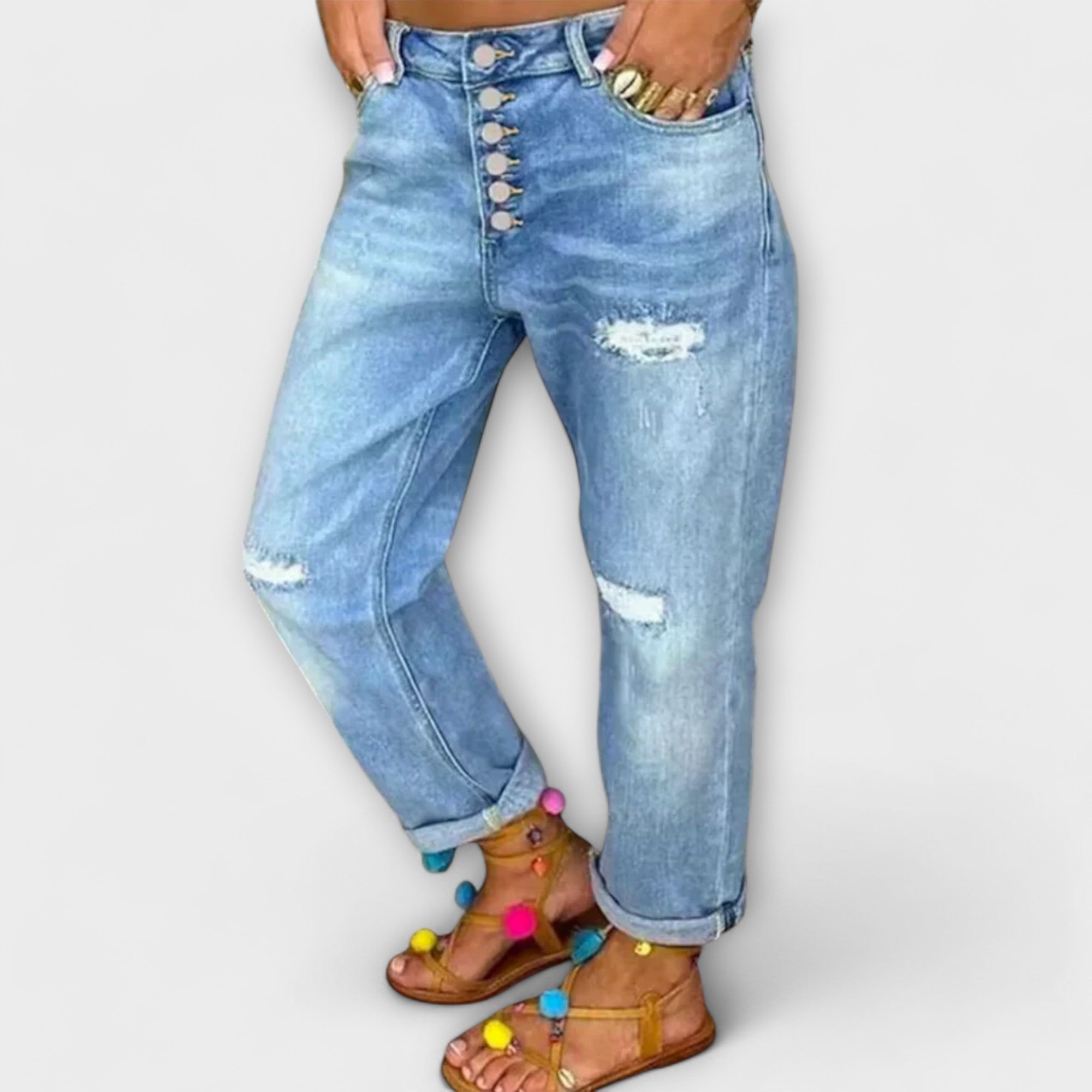 Vintage Button-Fly Denim Jeans