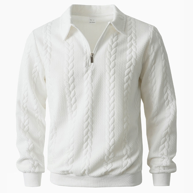 Modern Textured Polo Sweater