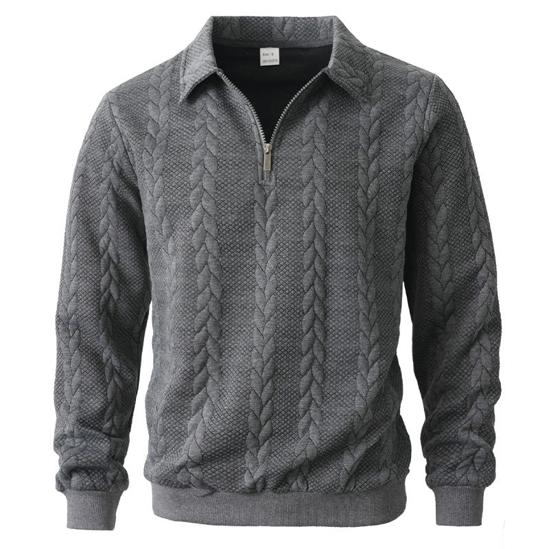 Modern Textured Polo Sweater