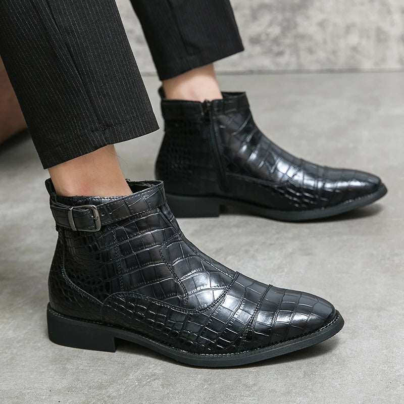 Modern Faux Leather Ankle Boots