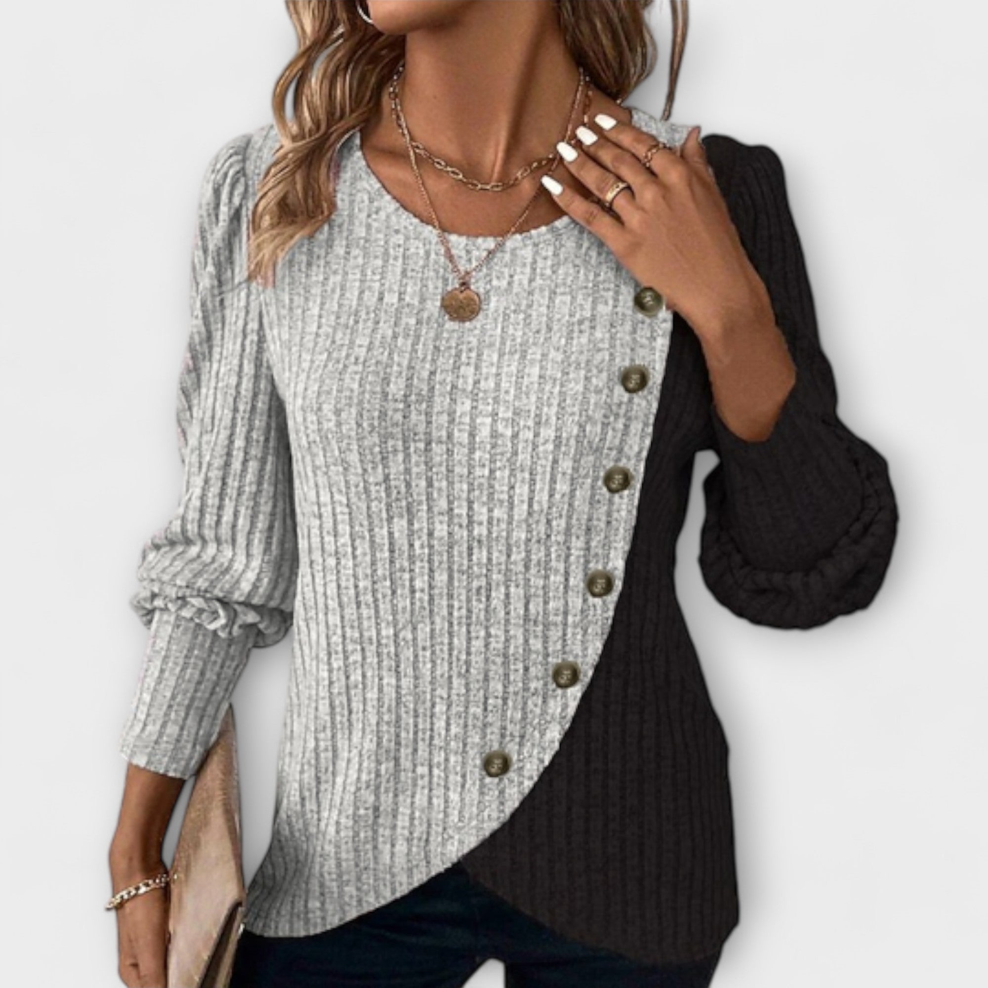 Modern Patchwork Sweater Blouse