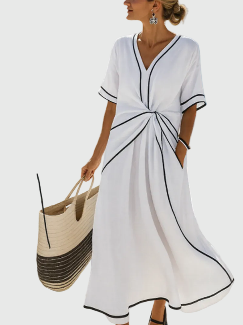 Draped Coastal Maxi Dress