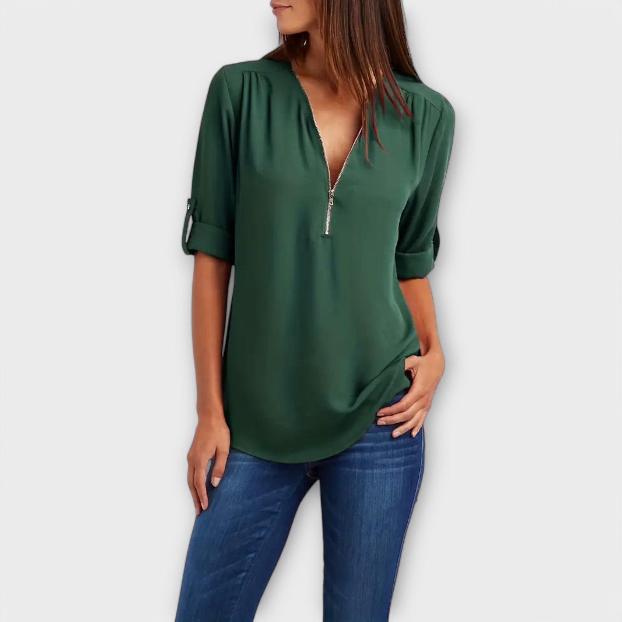 Casual blouse with V-neck