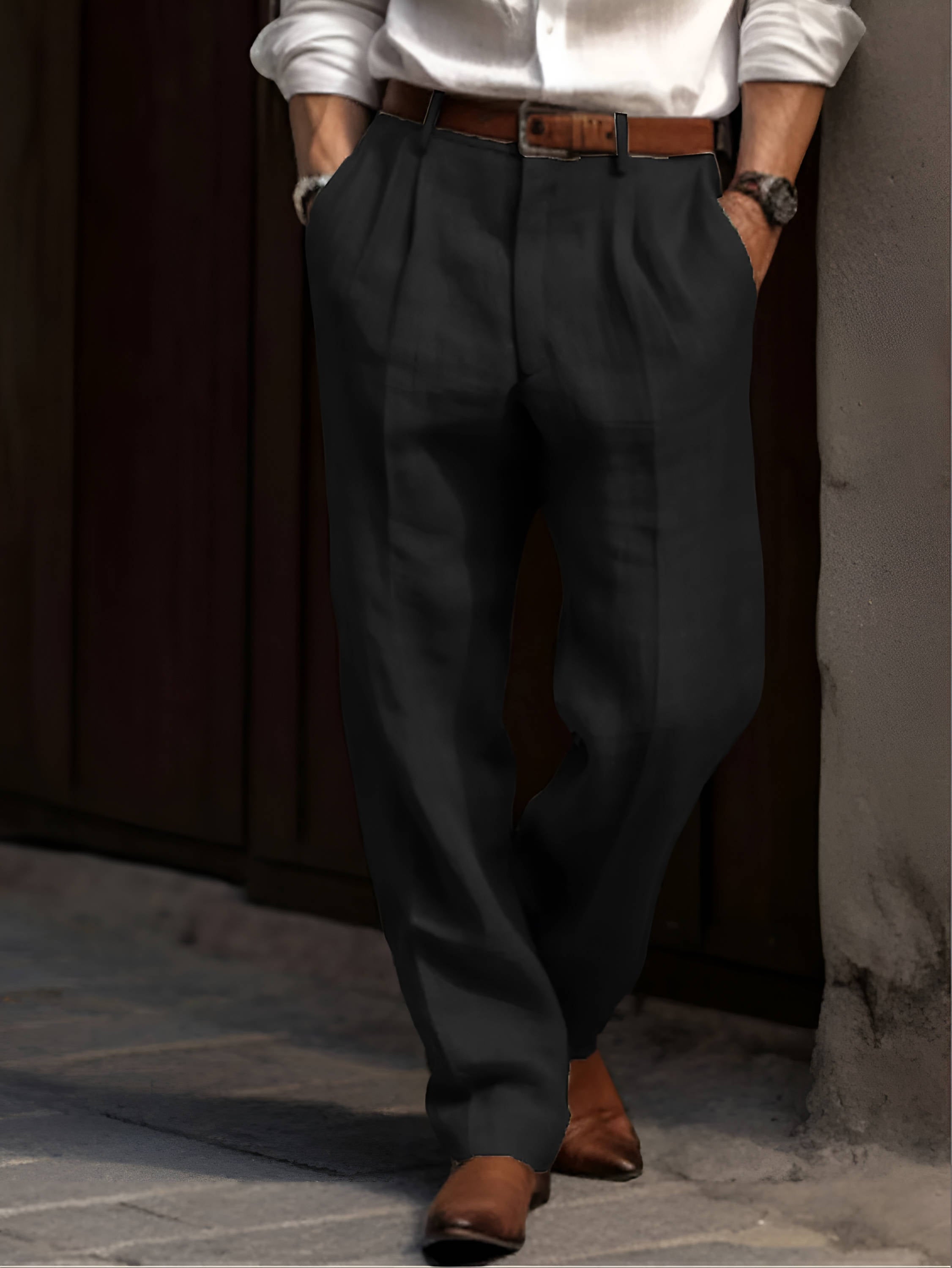 Pleated Linen Comfort Pants