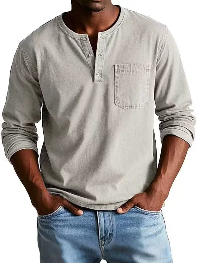 Vintage-Wash Henley Shirt