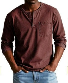 Vintage-Wash Henley Shirt