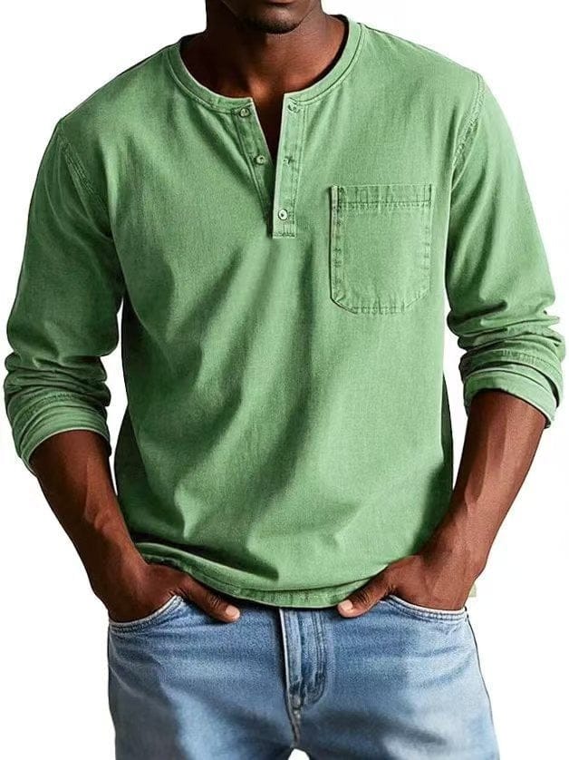 Vintage-Wash Henley Shirt