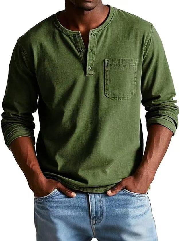 Vintage-Wash Henley Shirt