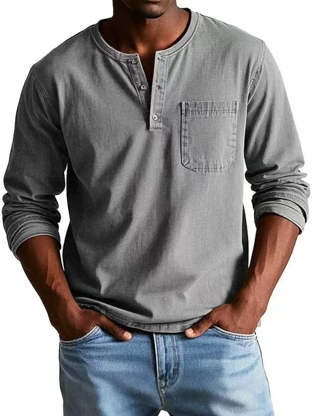 Vintage-Wash Henley Shirt