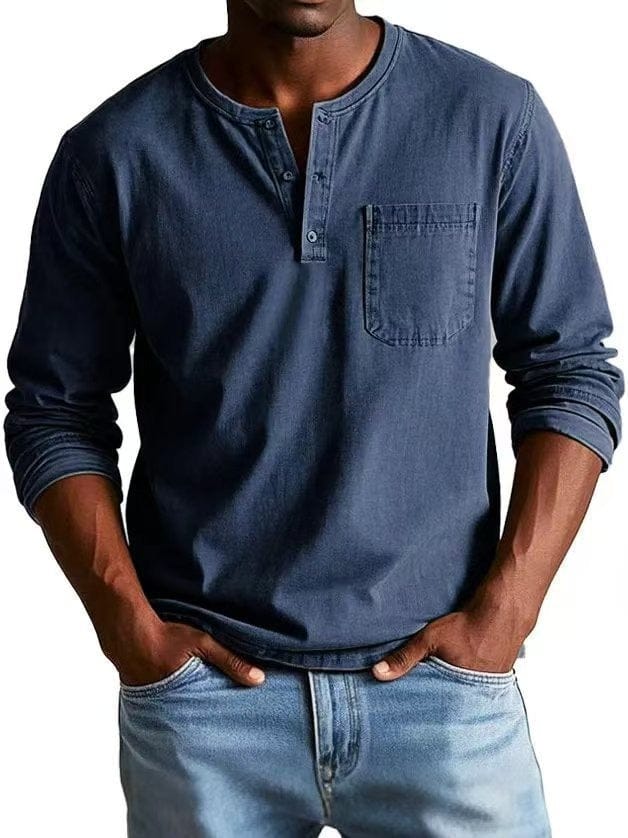 Vintage-Wash Henley Shirt