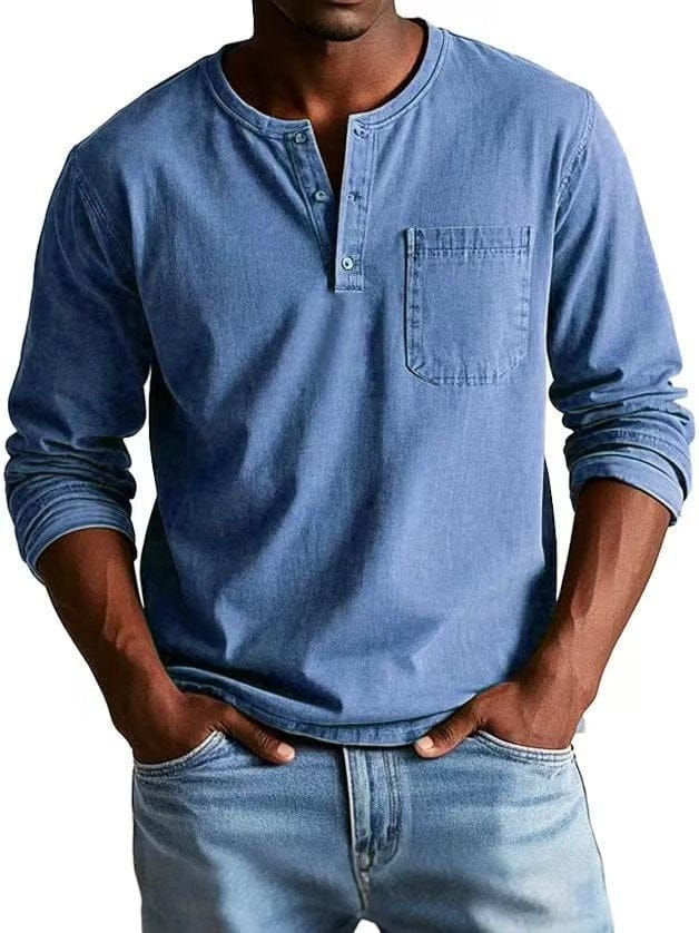 Vintage-Wash Henley Shirt